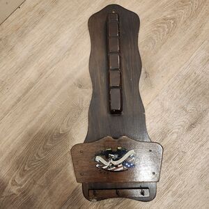 Vtg Wooden Bills Letters & Key Hooks Display Organizer Art Line Japan Patriotic